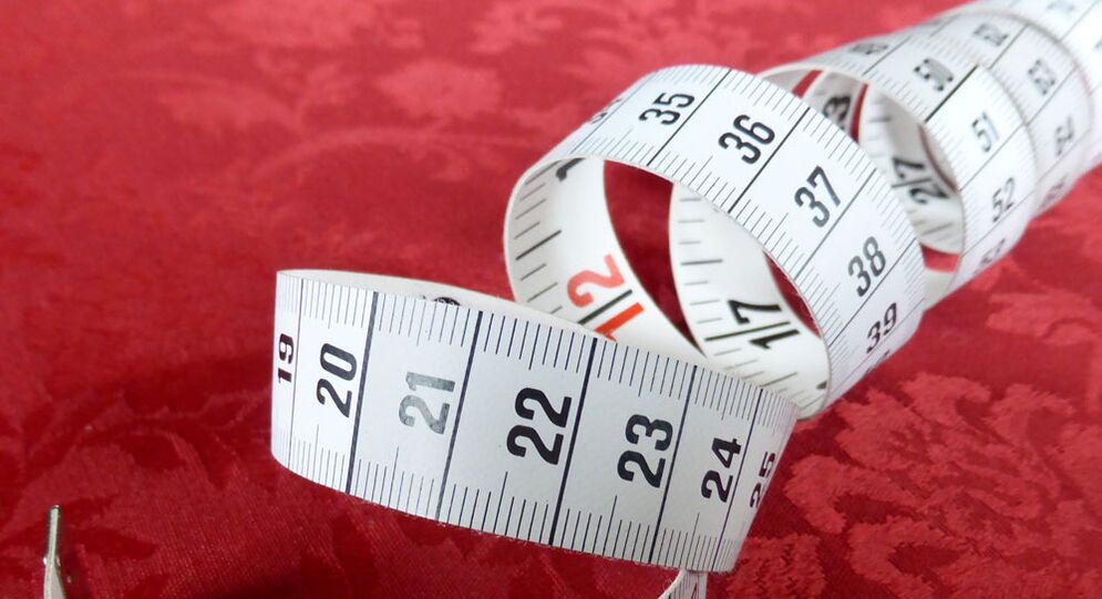 Tape measure for measuring the penis as it increases in length